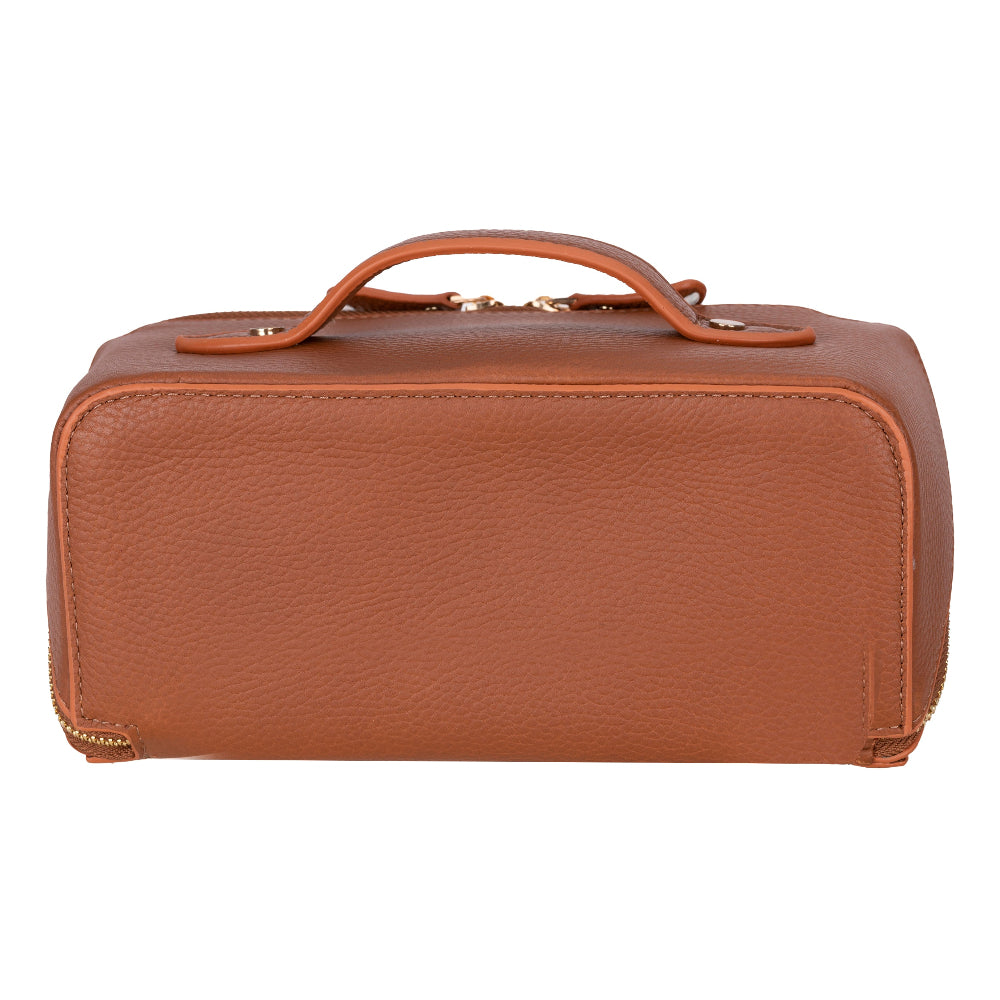 Ella Leather Makeup Bag – Genuine Leather Toiletry & Cosmetic Bag for Women for Travel Elegance | Minimal & Handcrafted