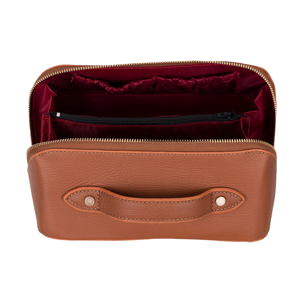 Ella Leather Makeup Bag – Genuine Leather Toiletry & Cosmetic Bag for Women for Travel Elegance | Minimal & Handcrafted