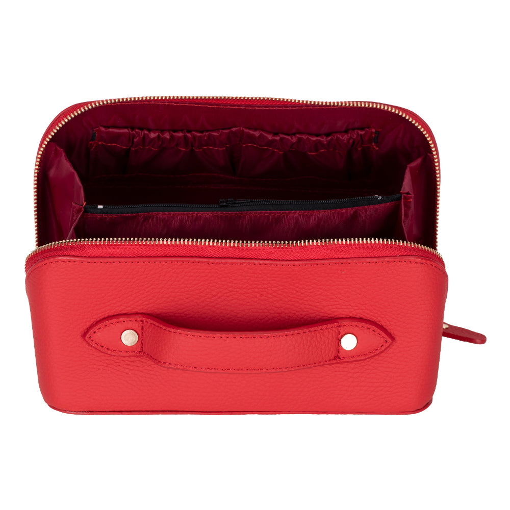 Ella Leather Makeup Bag – Genuine Leather Toiletry & Cosmetic Bag for Women for Travel Elegance | Minimal & Handcrafted