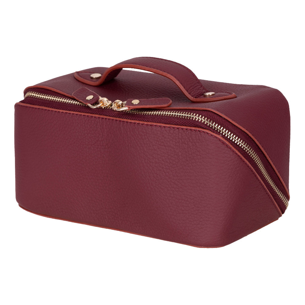 Ella Leather Makeup Bag – Genuine Leather Toiletry & Cosmetic Bag for Women for Travel Elegance | Minimal & Handcrafted