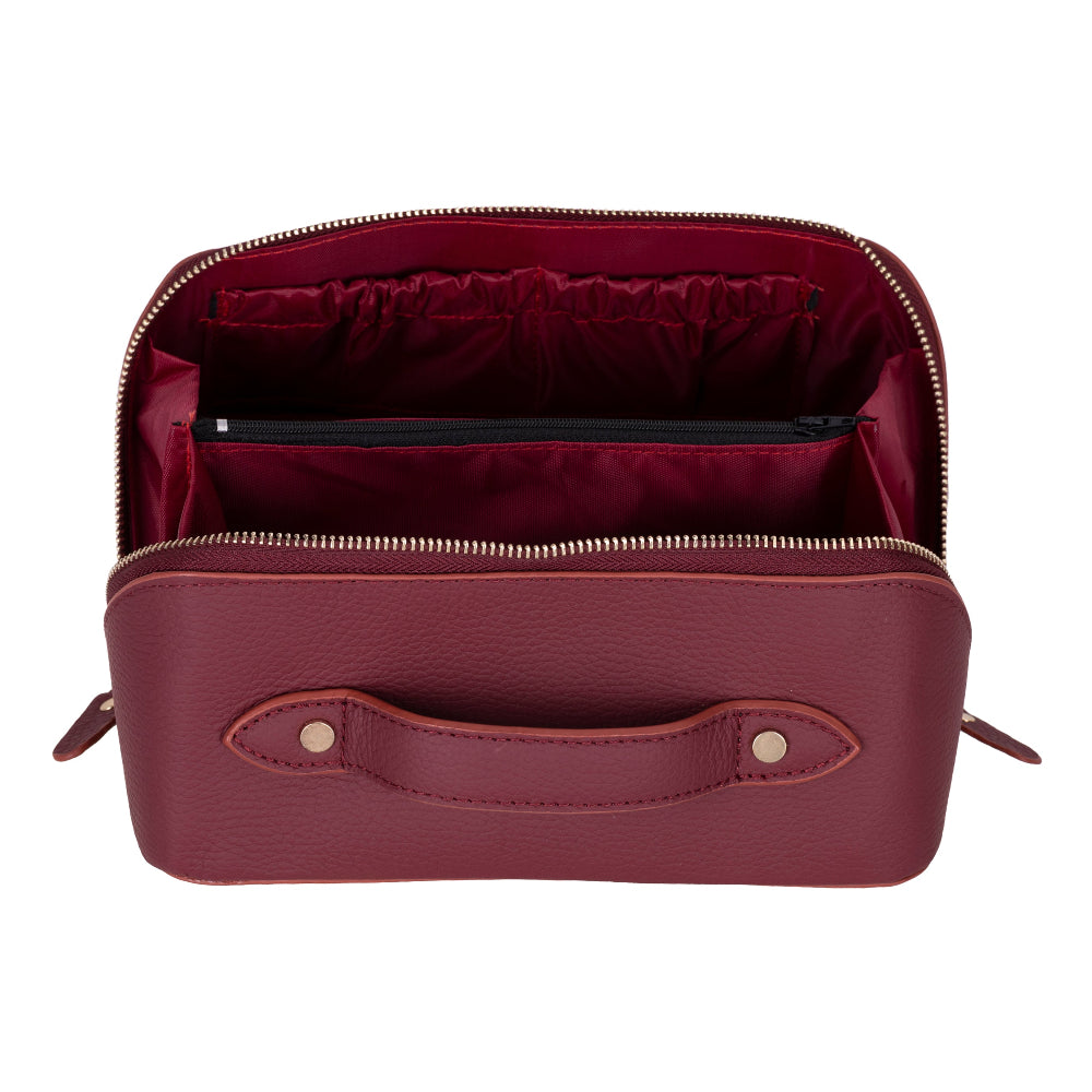 Ella Leather Makeup Bag – Genuine Leather Toiletry & Cosmetic Bag for Women for Travel Elegance | Minimal & Handcrafted