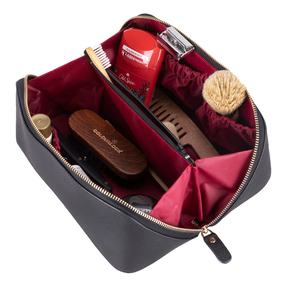 Ella Leather Makeup Bag – Genuine Leather Toiletry & Cosmetic Bag for Women for Travel Elegance | Minimal & Handcrafted