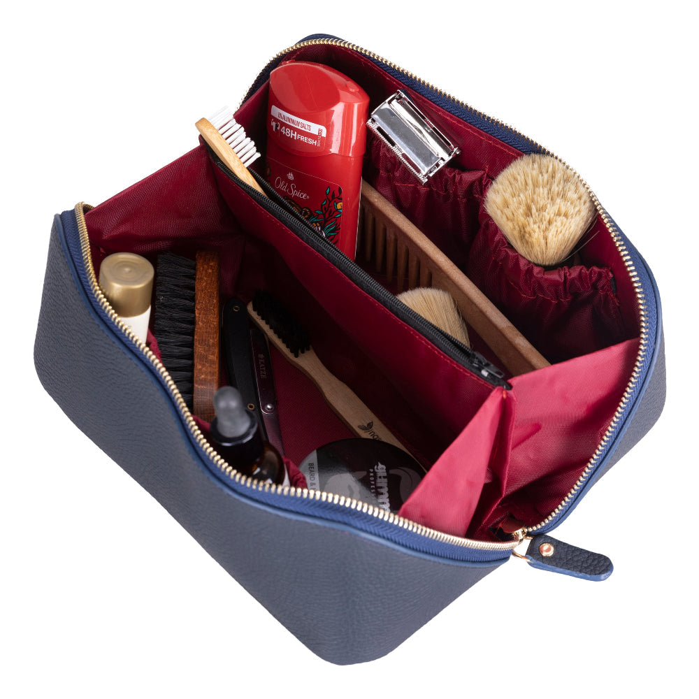 Ella Leather Makeup Bag – Genuine Leather Toiletry & Cosmetic Bag for Women for Travel Elegance | Minimal & Handcrafted