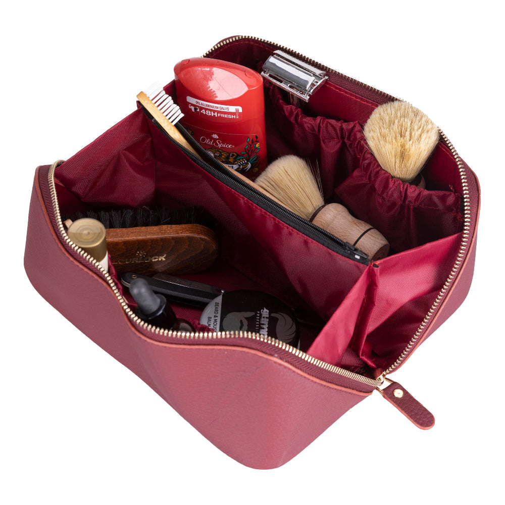 Ella Leather Makeup Bag – Genuine Leather Toiletry & Cosmetic Bag for Women for Travel Elegance | Minimal & Handcrafted
