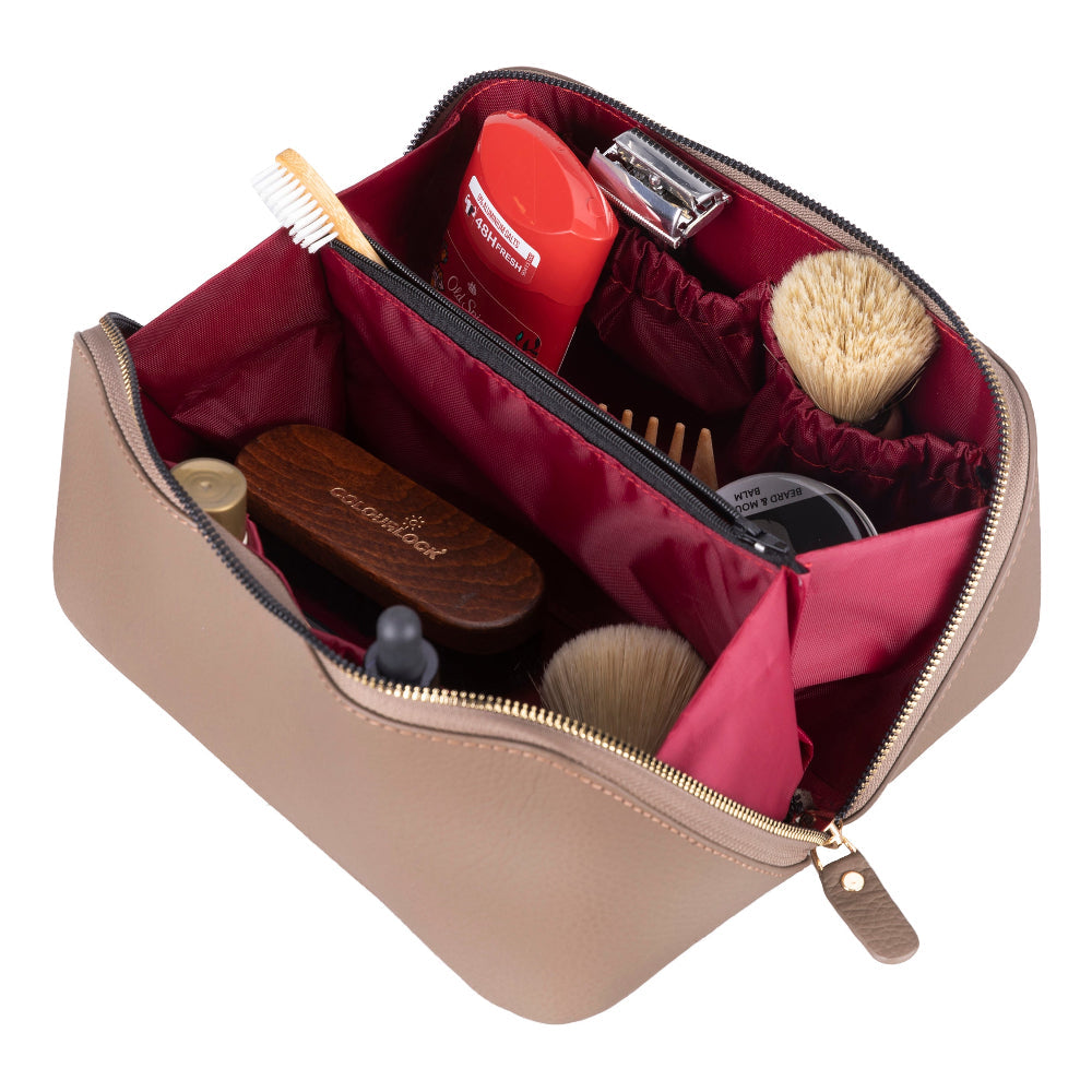 Ella Leather Makeup Bag – Genuine Leather Toiletry & Cosmetic Bag for Women for Travel Elegance | Minimal & Handcrafted