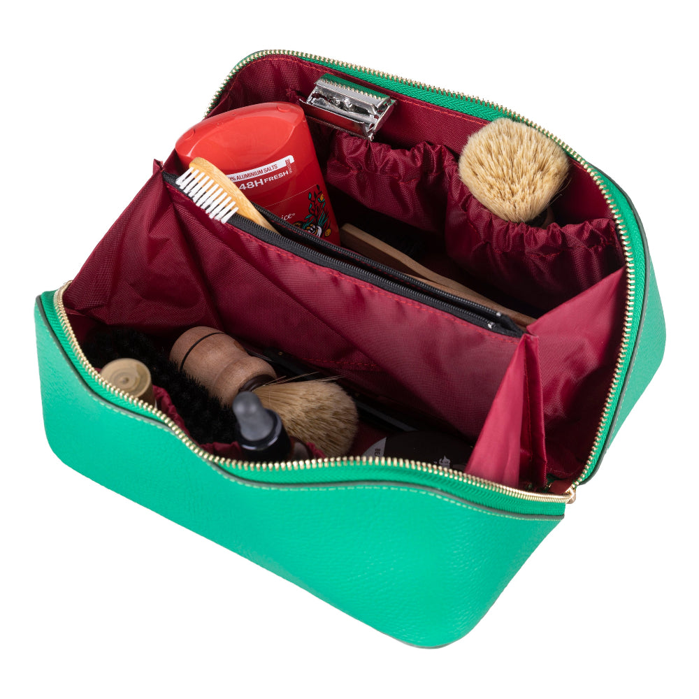 Ella Leather Makeup Bag – Genuine Leather Toiletry & Cosmetic Bag for Women for Travel Elegance | Minimal & Handcrafted