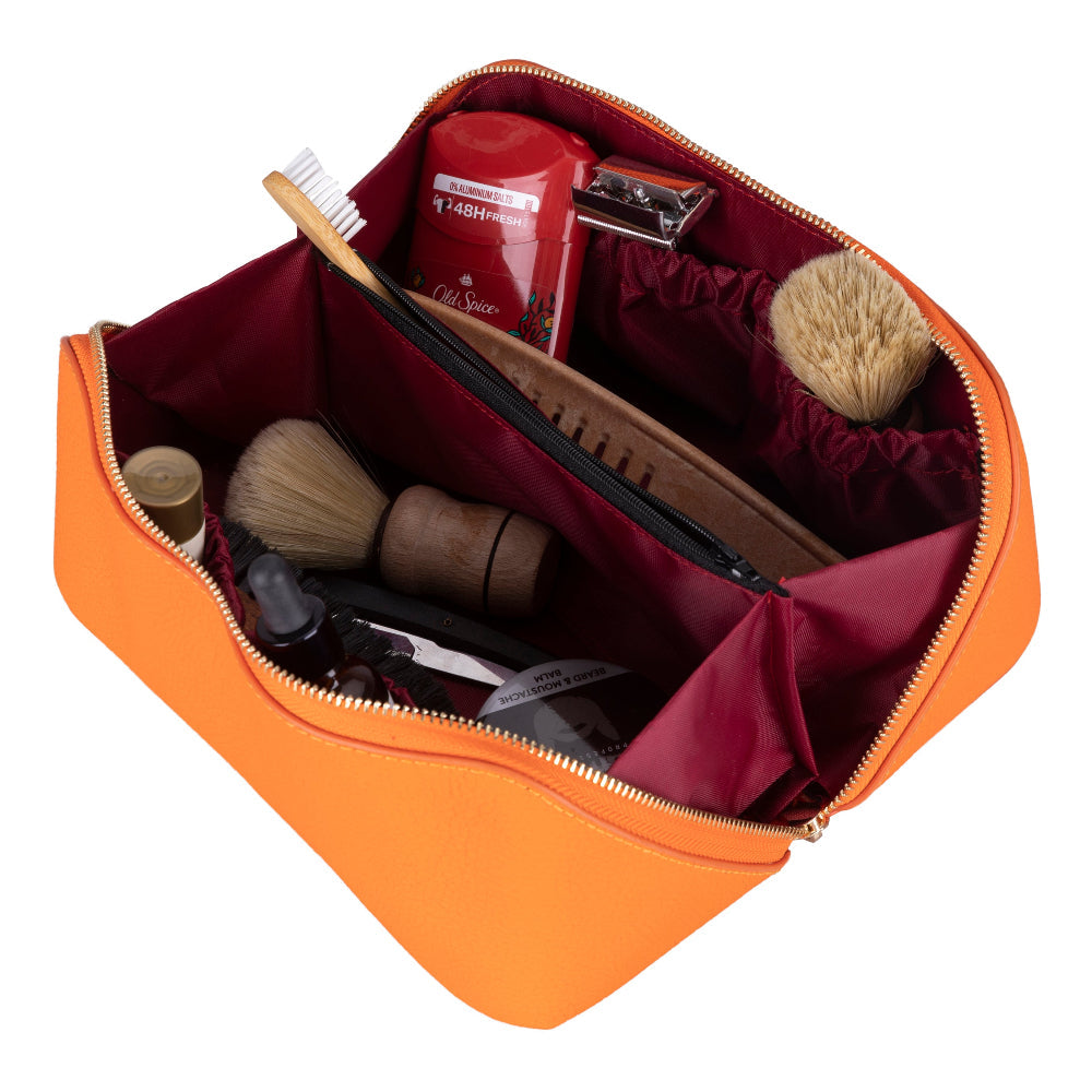 Ella Leather Makeup Bag – Genuine Leather Toiletry & Cosmetic Bag for Women for Travel Elegance | Minimal & Handcrafted