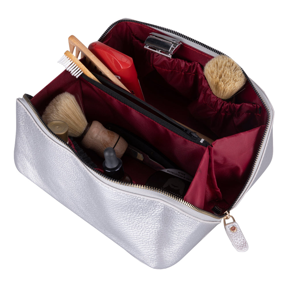 Ella Leather Makeup Bag – Genuine Leather Toiletry & Cosmetic Bag for Women for Travel Elegance | Minimal & Handcrafted