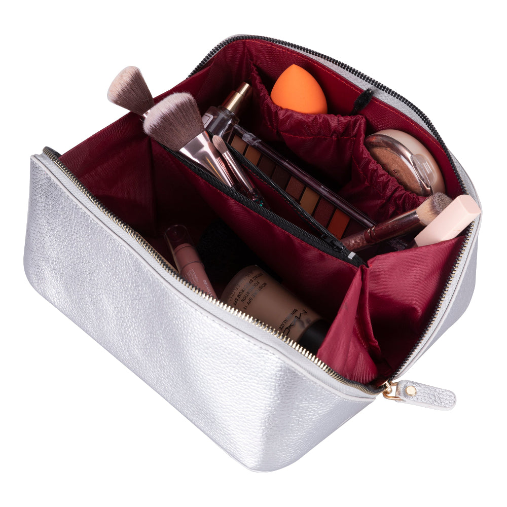 Ella Leather Makeup Bag – Genuine Leather Toiletry & Cosmetic Bag for Women for Travel Elegance | Minimal & Handcrafted