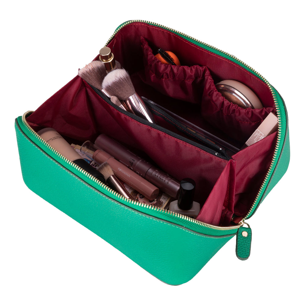 Ella Leather Makeup Bag – Genuine Leather Toiletry & Cosmetic Bag for Women for Travel Elegance | Minimal & Handcrafted