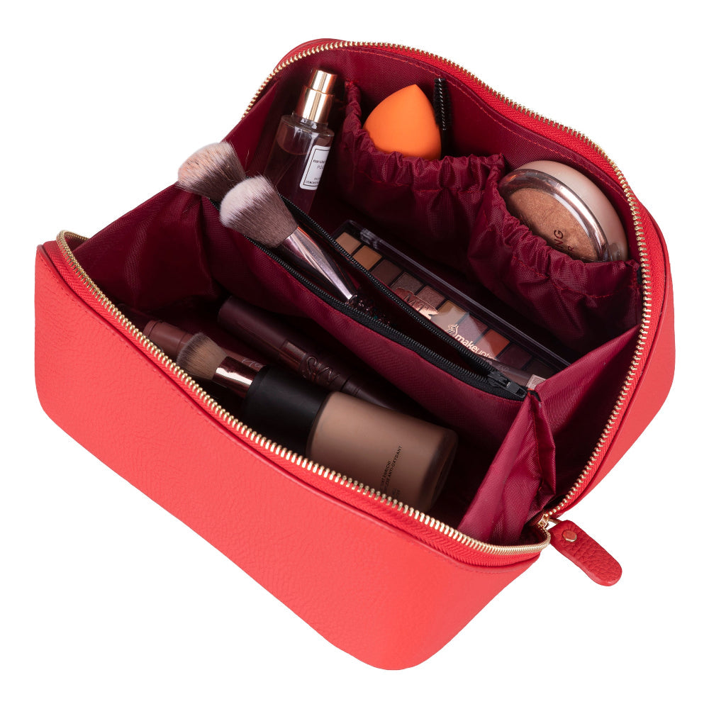 Ella Leather Makeup Bag – Genuine Leather Toiletry & Cosmetic Bag for Women for Travel Elegance | Minimal & Handcrafted