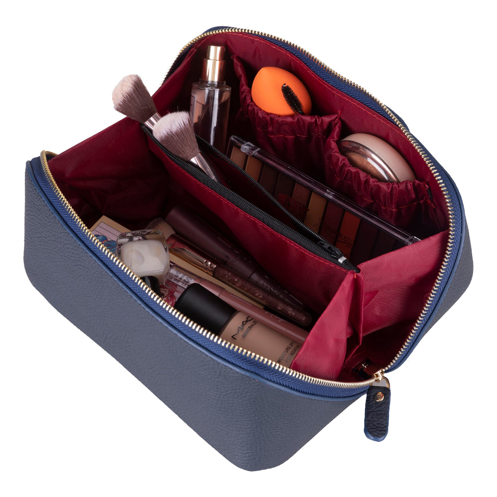 Ella Leather Makeup Bag – Genuine Leather Toiletry & Cosmetic Bag for Women for Travel Elegance | Minimal & Handcrafted