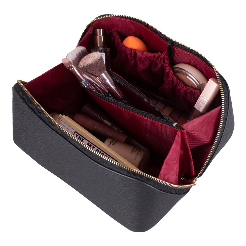 Ella Leather Makeup Bag – Genuine Leather Toiletry & Cosmetic Bag for Women for Travel Elegance | Minimal & Handcrafted
