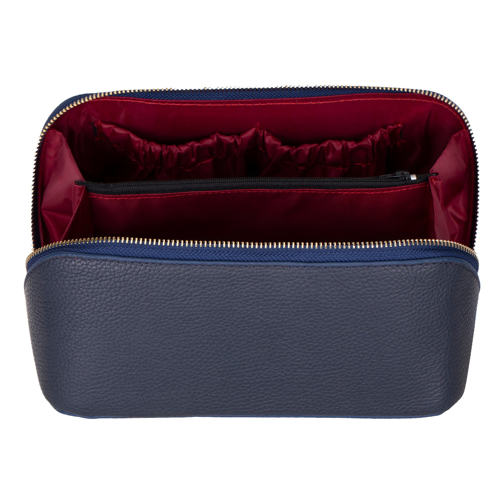 Ella Leather Makeup Bag – Genuine Leather Toiletry & Cosmetic Bag for Women for Travel Elegance | Minimal & Handcrafted