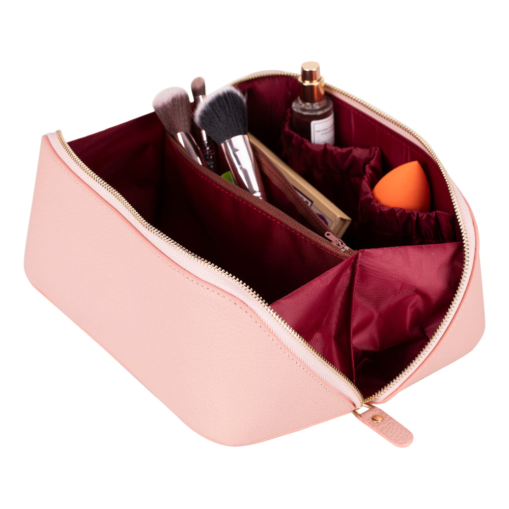 Ella Leather Makeup Bag – Genuine Leather Toiletry & Cosmetic Bag for Women for Travel Elegance | Minimal & Handcrafted