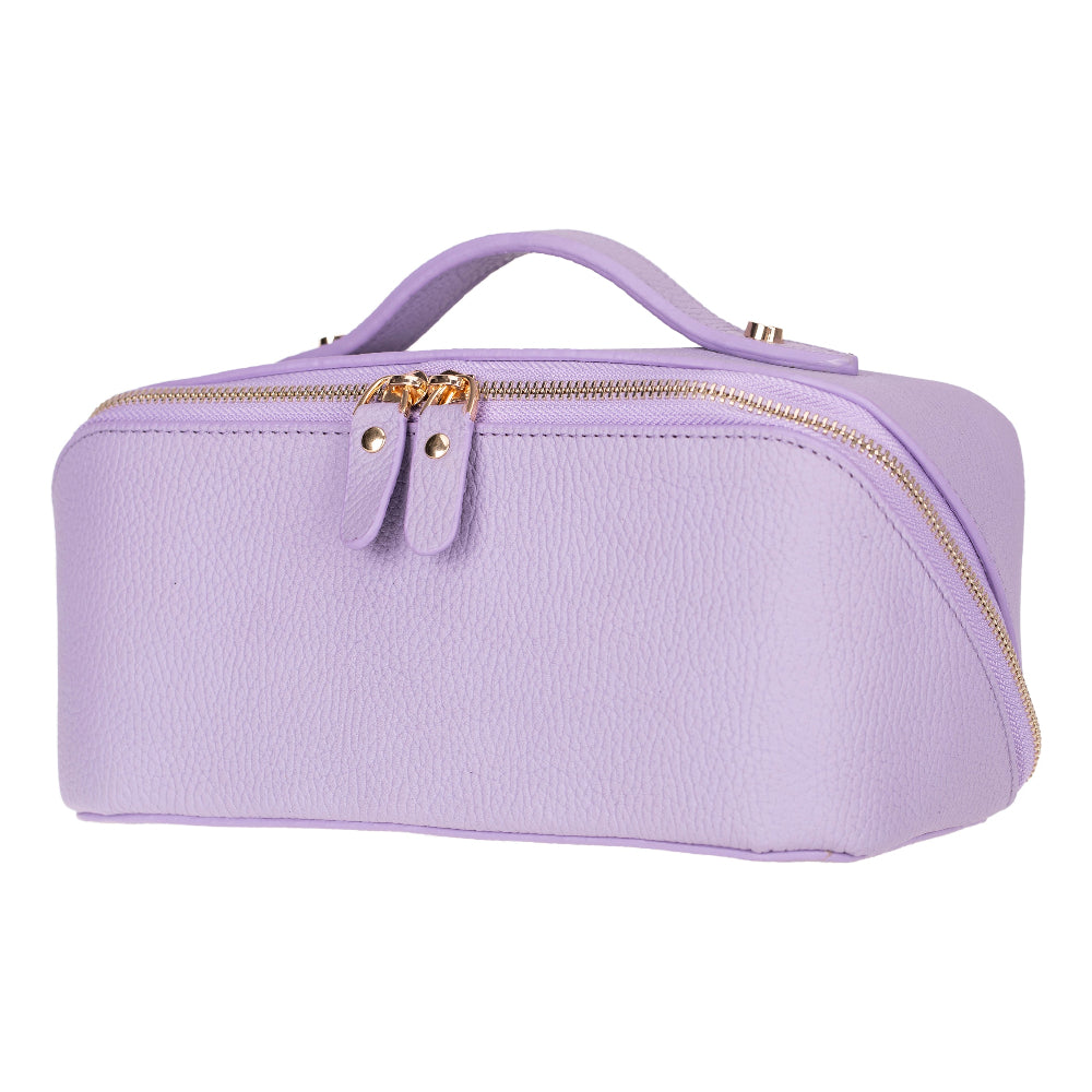 Ella Leather Makeup Bag – Genuine Leather Toiletry & Cosmetic Bag for Women for Travel Elegance | Minimal & Handcrafted
