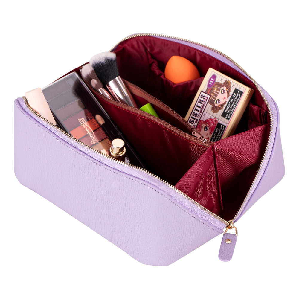 Ella Leather Makeup Bag – Genuine Leather Toiletry & Cosmetic Bag for Women for Travel Elegance | Minimal & Handcrafted