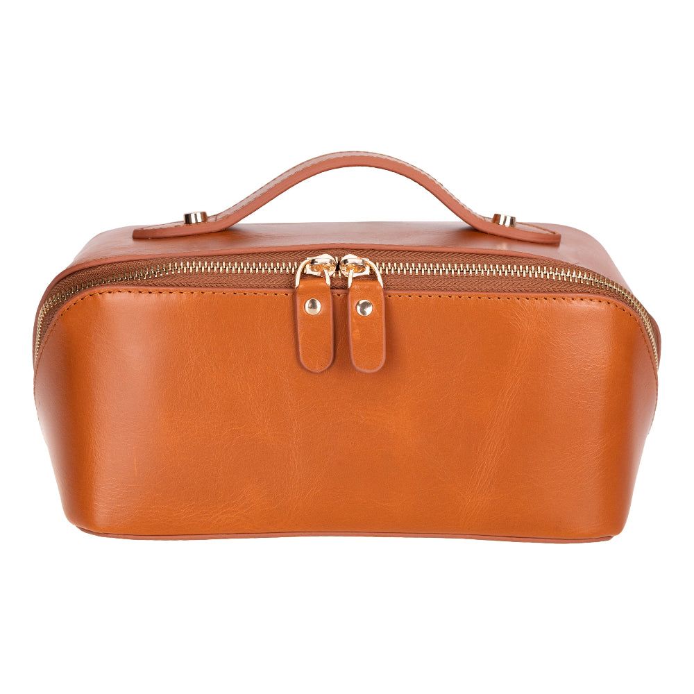 Ella Leather Makeup Bag – Genuine Leather Toiletry & Cosmetic Bag for Women for Travel Elegance | Minimal & Handcrafted