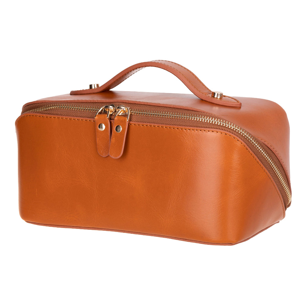 Ella Leather Makeup Bag – Genuine Leather Toiletry & Cosmetic Bag for Women for Travel Elegance | Minimal & Handcrafted