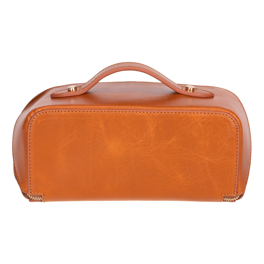 Ella Leather Makeup Bag – Genuine Leather Toiletry & Cosmetic Bag for Women for Travel Elegance | Minimal & Handcrafted