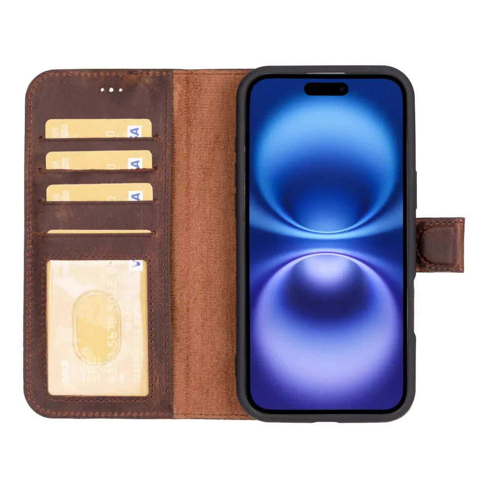 iPhone 16 Plus Leather Wallet Case Detachable RFID MagSafe – Magic Series