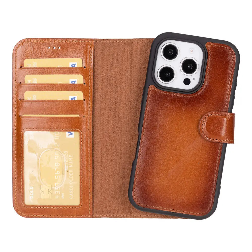 iPhone 16 Pro Max Leather Wallet Case Detachable RFID MagSafe – Magic Series