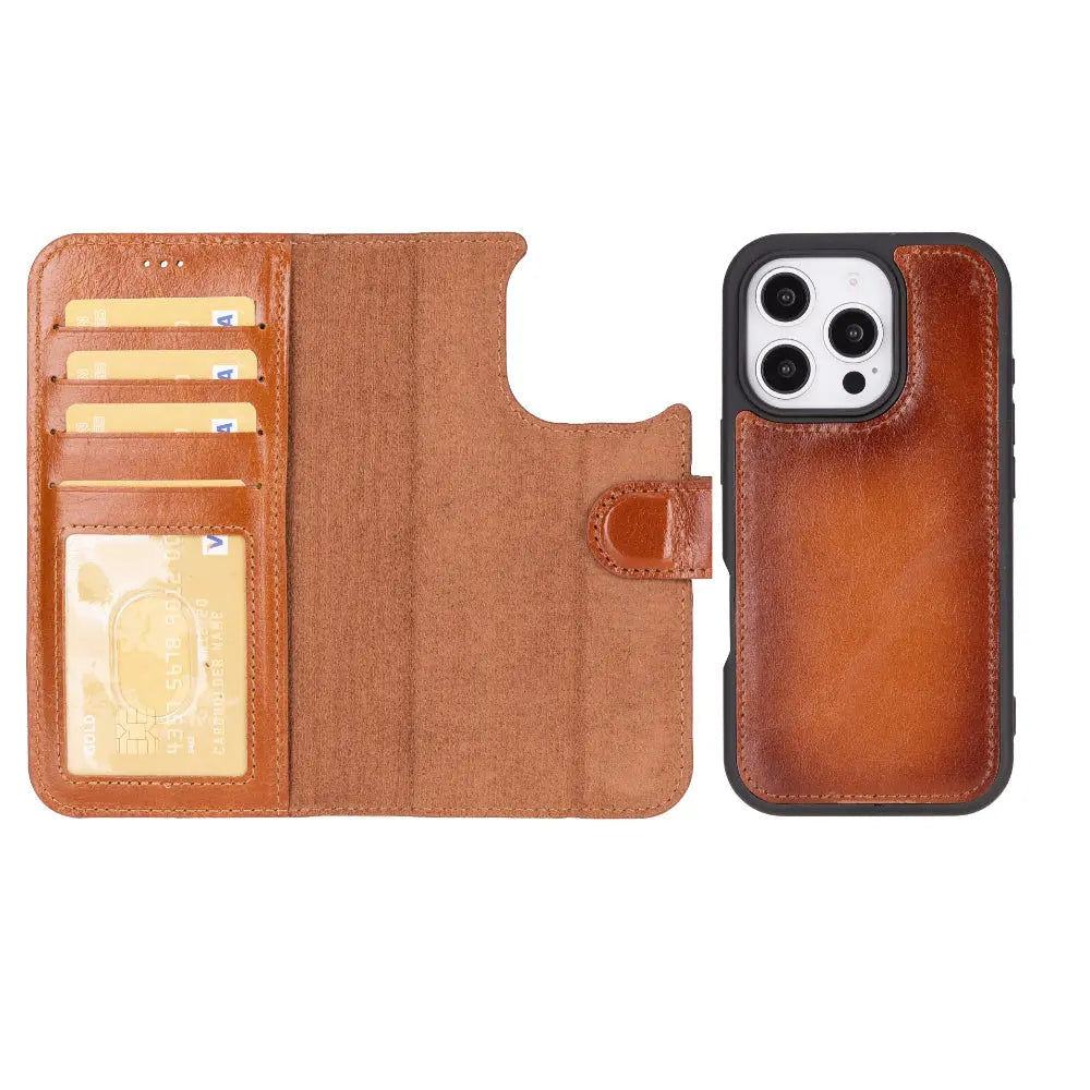 iPhone 16 Pro Max Leather Wallet Case Detachable RFID MagSafe – Magic Series