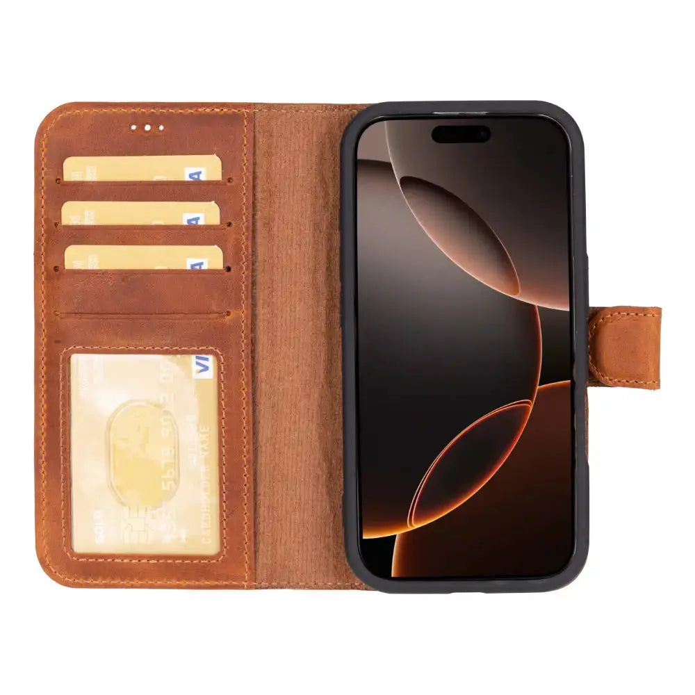 iPhone 16 Pro Leather Wallet Case Detachable RFID MagSafe – Magic Series