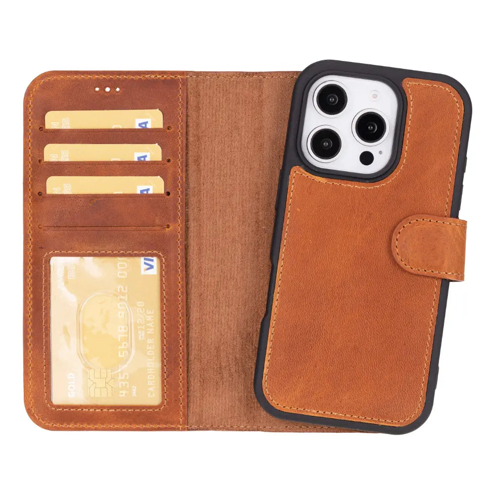 iPhone 16 Pro Leather Wallet Case Detachable RFID MagSafe – Magic Series