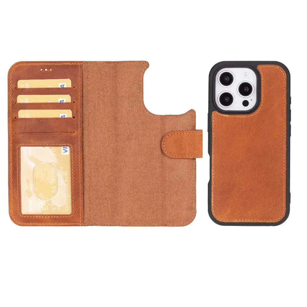iPhone 16 Pro Leather Wallet Case Detachable RFID MagSafe – Magic Series