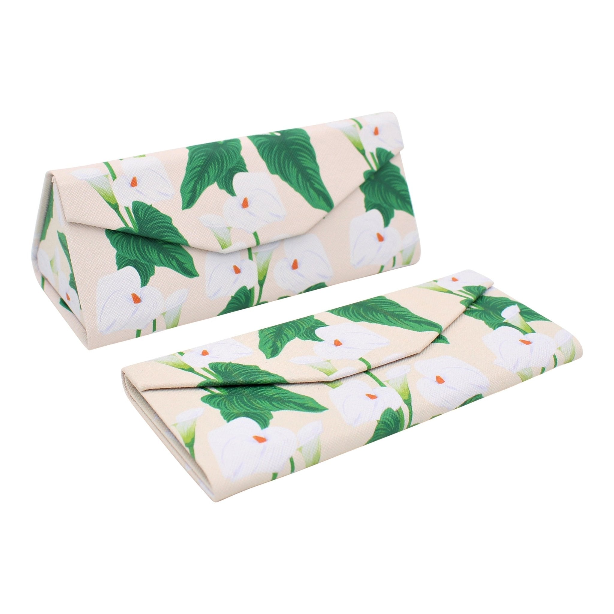 Lily Print Glasses Case - Vegan Leather Magic Folding Hardcase