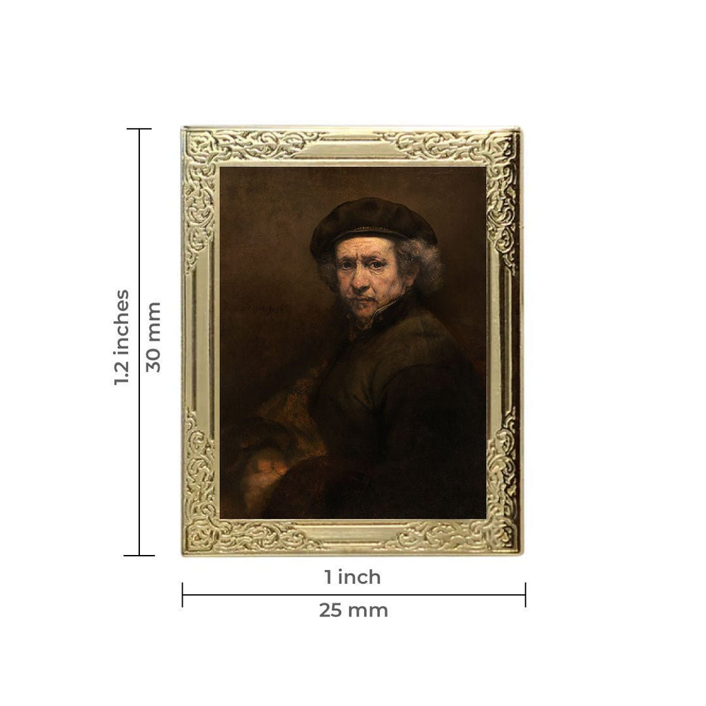 Self-Portrait By Rembrandt van Rijn Art Frame Pin - Museum Souvenir Fine Art Lapel Pin