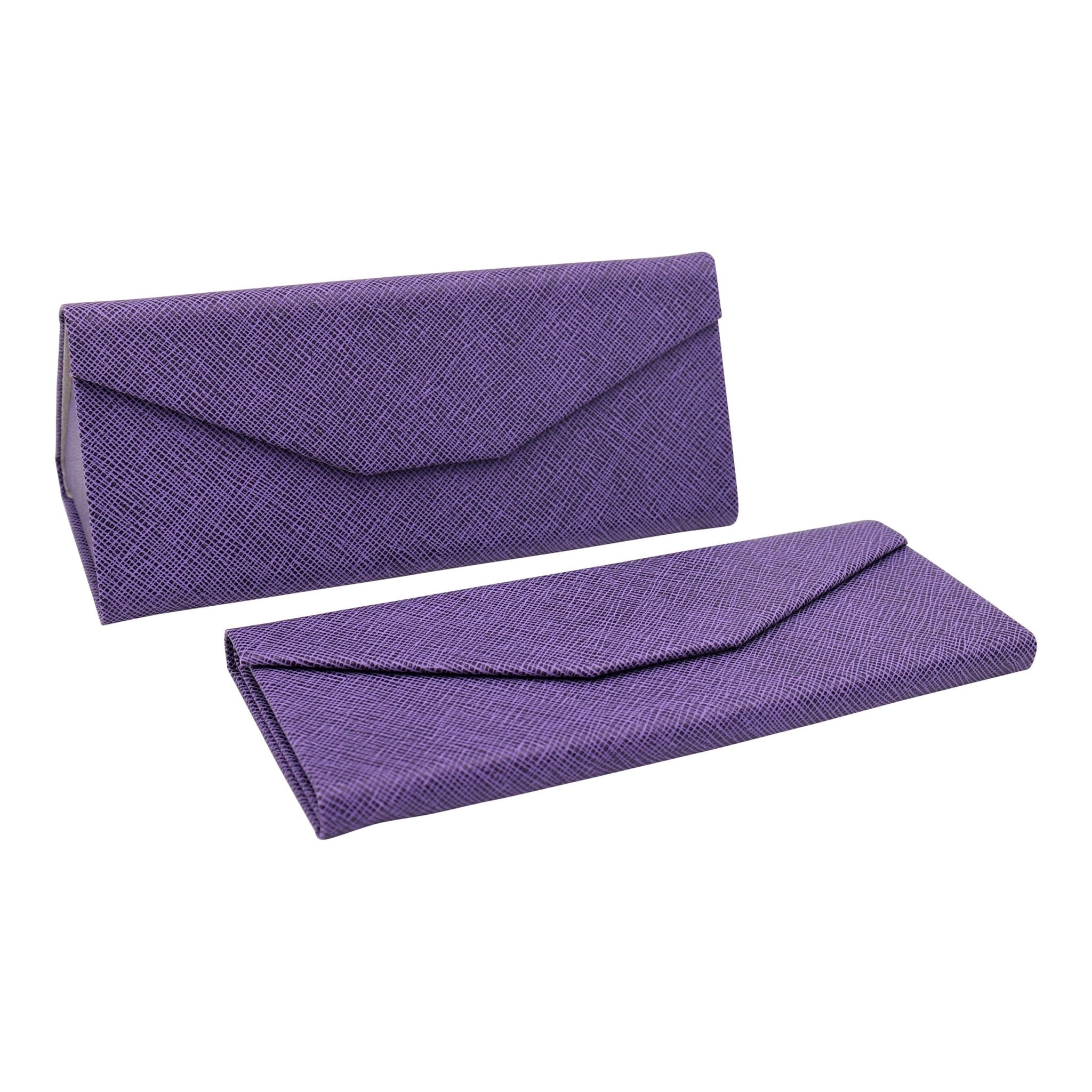 Purple Solid Color Glasses Case - Vegan Leather Magic Folding Hardcase