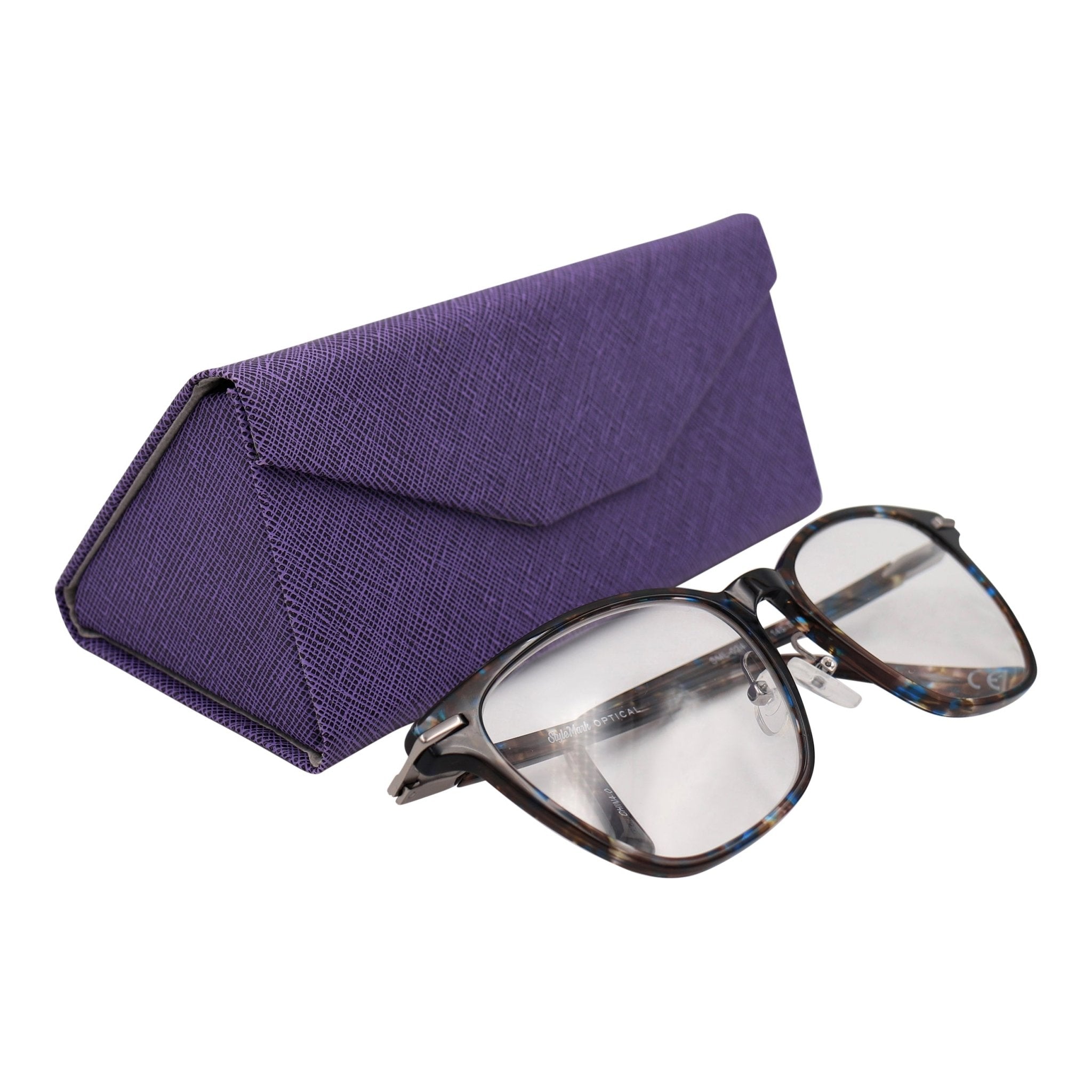 Purple Solid Color Glasses Case - Vegan Leather Magic Folding Hardcase