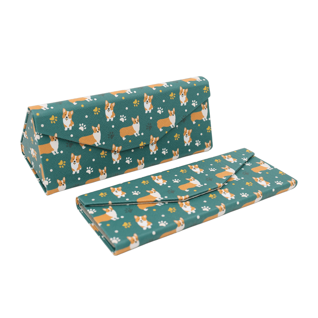 Welsh Corgi Print Glasses Case - Vegan Leather Magic Folding Hard Case