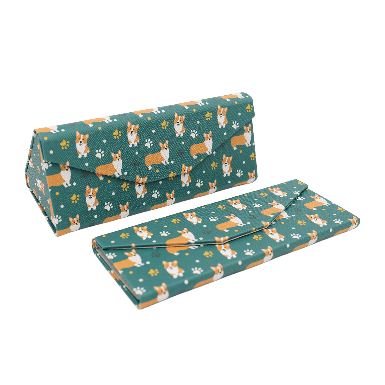 Welsh Corgi Print Glasses Case - Vegan Leather Magic Folding Hard Case