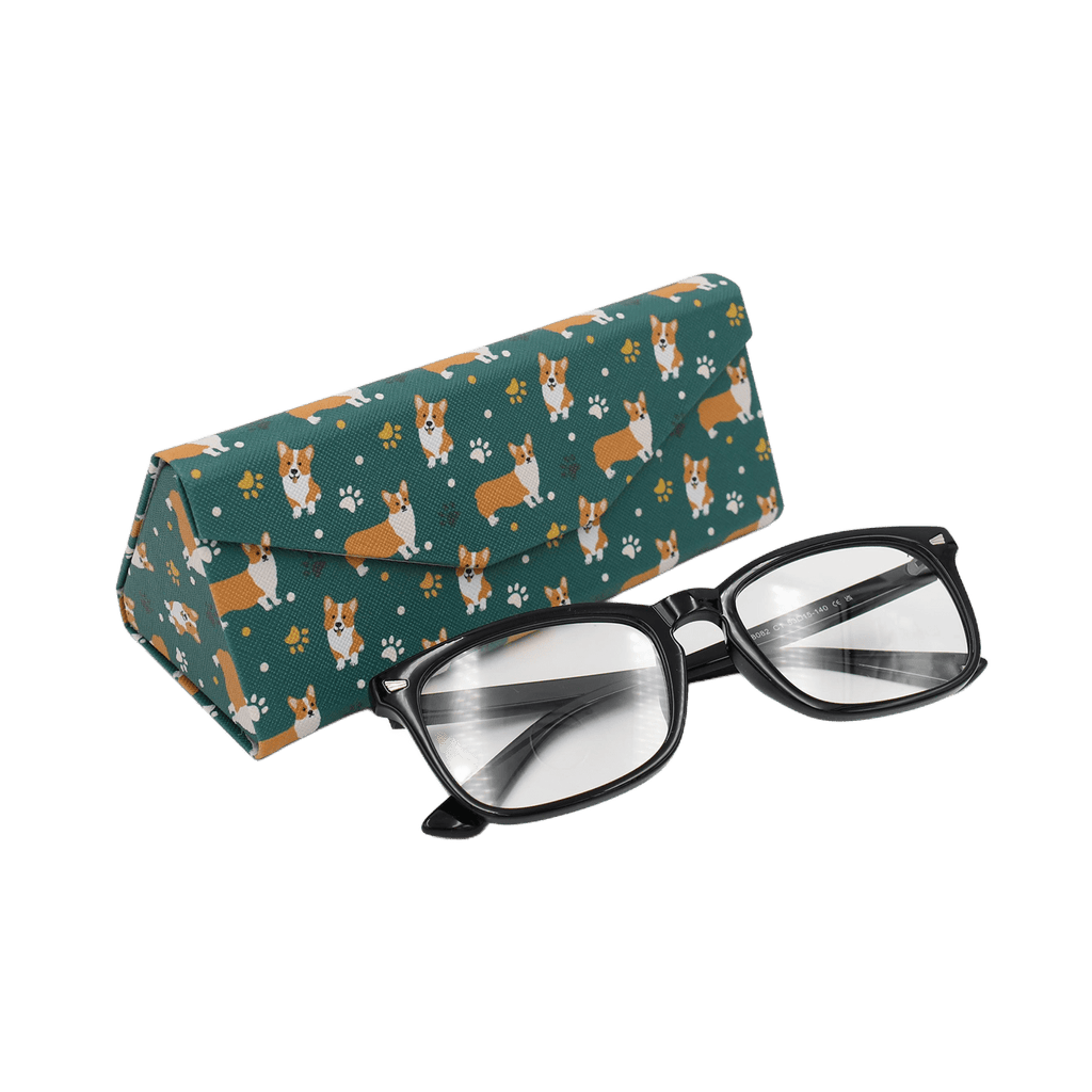 Welsh Corgi Print Glasses Case - Vegan Leather Magic Folding Hard Case