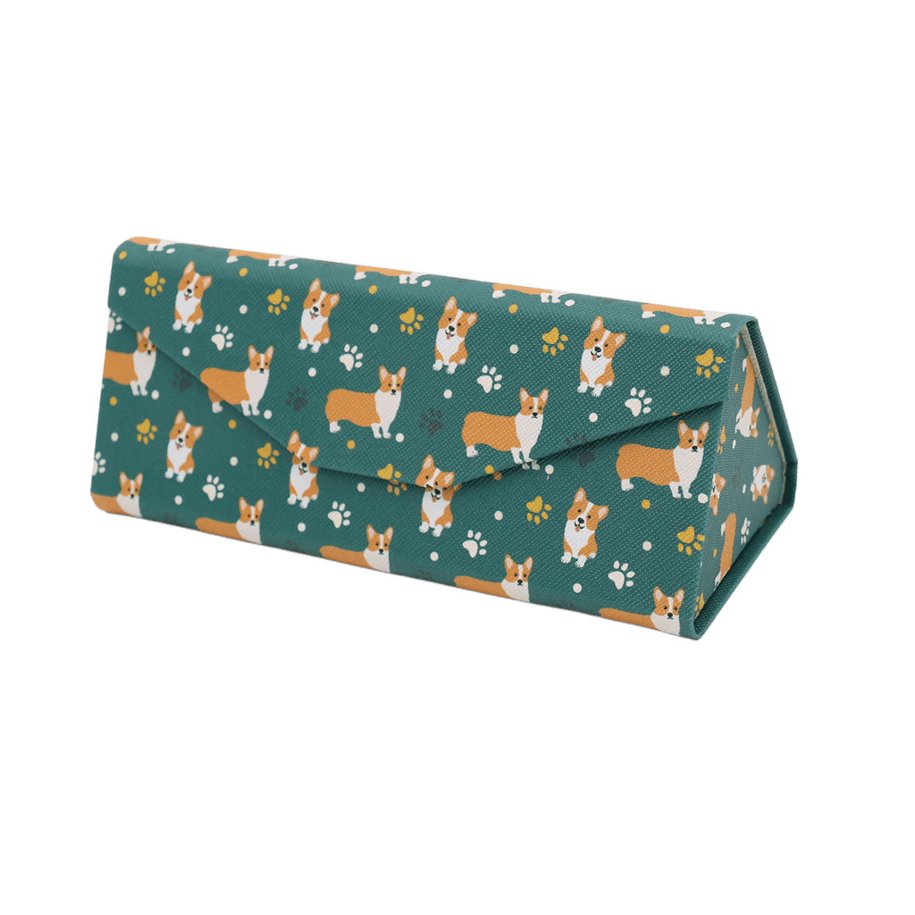 Welsh Corgi Print Glasses Case - Vegan Leather Magic Folding Hard Case