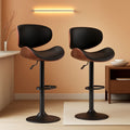 Set Of 2 Adjustable Swivel Bar Stools For Kitchen Island Black
