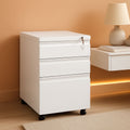 Three Drawer Locking File Cabinet Matte White For Home Office Under Desk Fully Assembled A4 Letter Legal