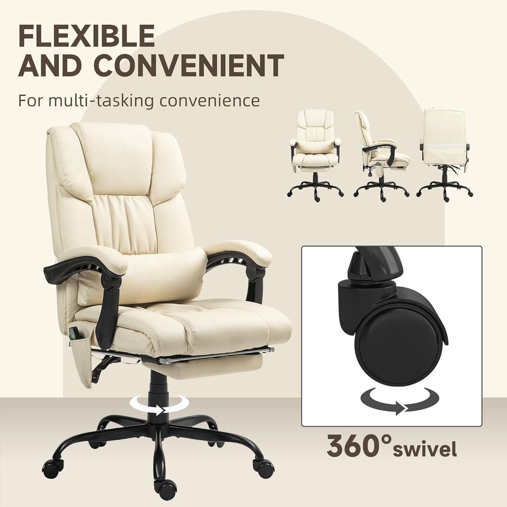 High Back Massage Chair With 6 Point Vibration Beige