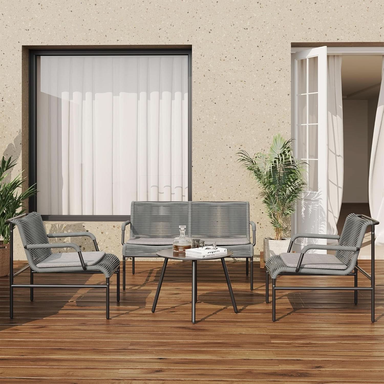 Stylish Four Piece Patio Furniture Set for Outdoor Comfort