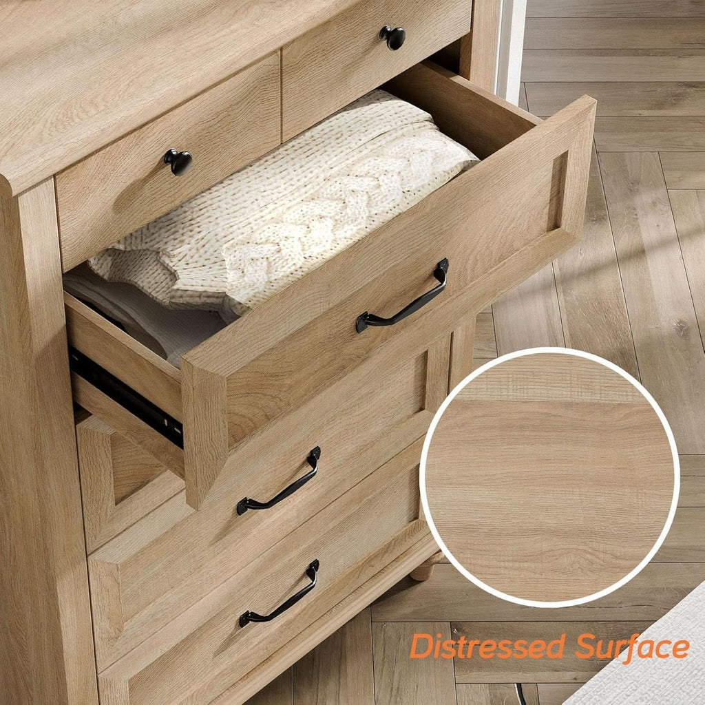 Oak Midcentury Dresser Five Drawers Storage Organizer