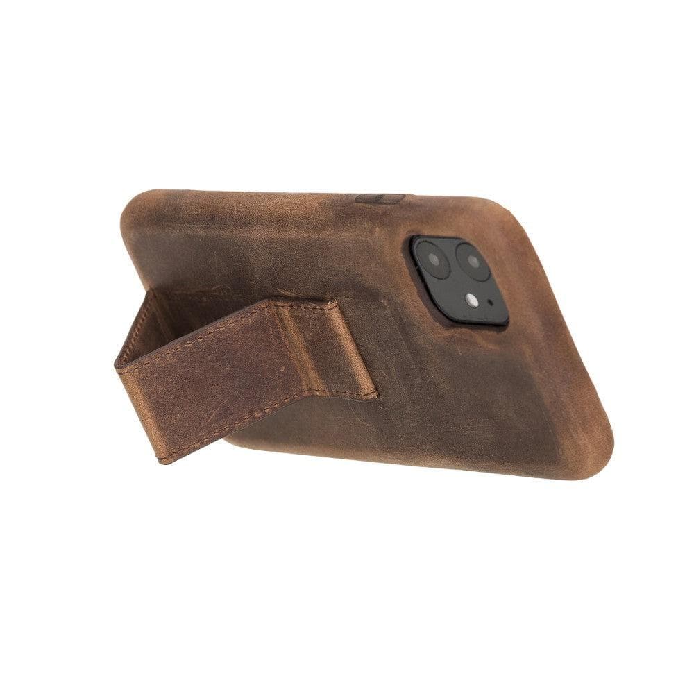 iPhone 11 Genuine Leather Slim Case with Stand – Rock Cover Stand
