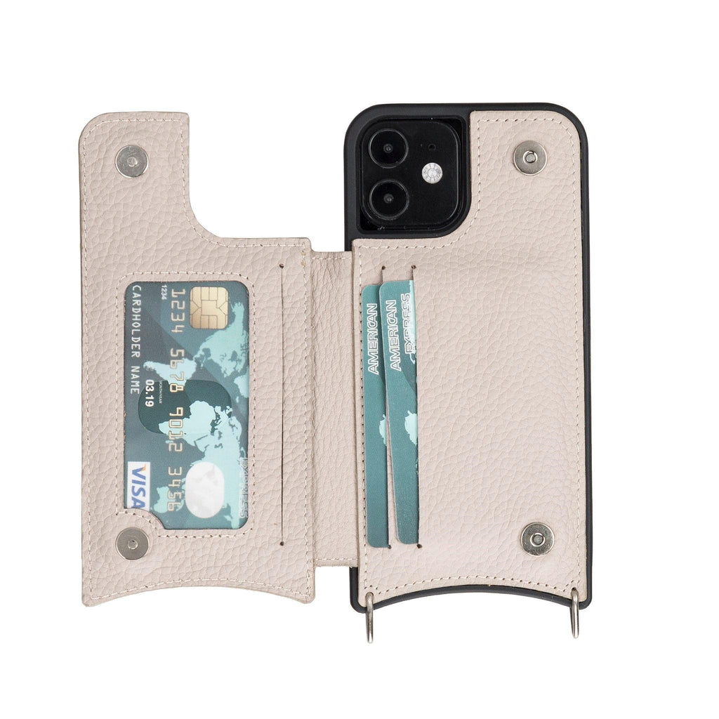 iPhone 12 / 12 Pro Leather Wallet Case with Shoulder Strap – Saff
