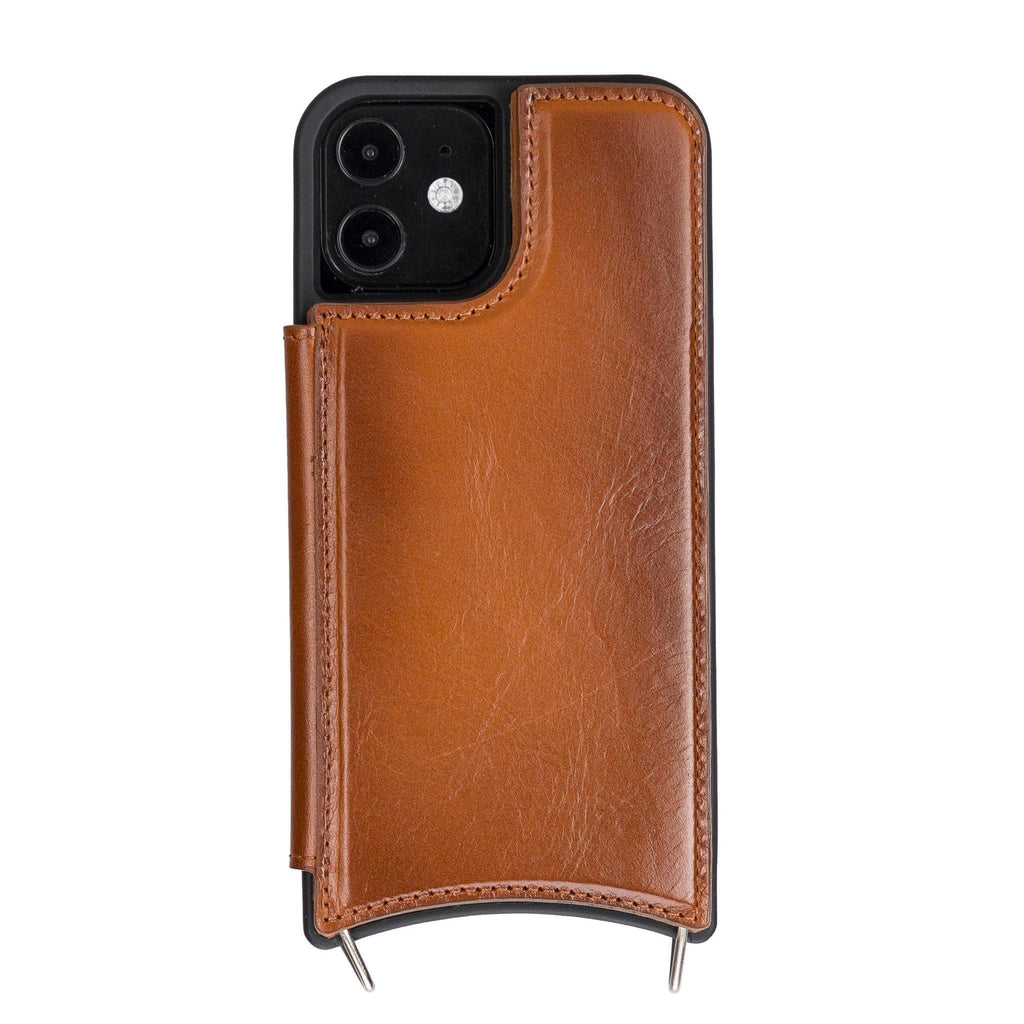 iPhone 12 / 12 Pro Leather Wallet Case with Shoulder Strap – Saff