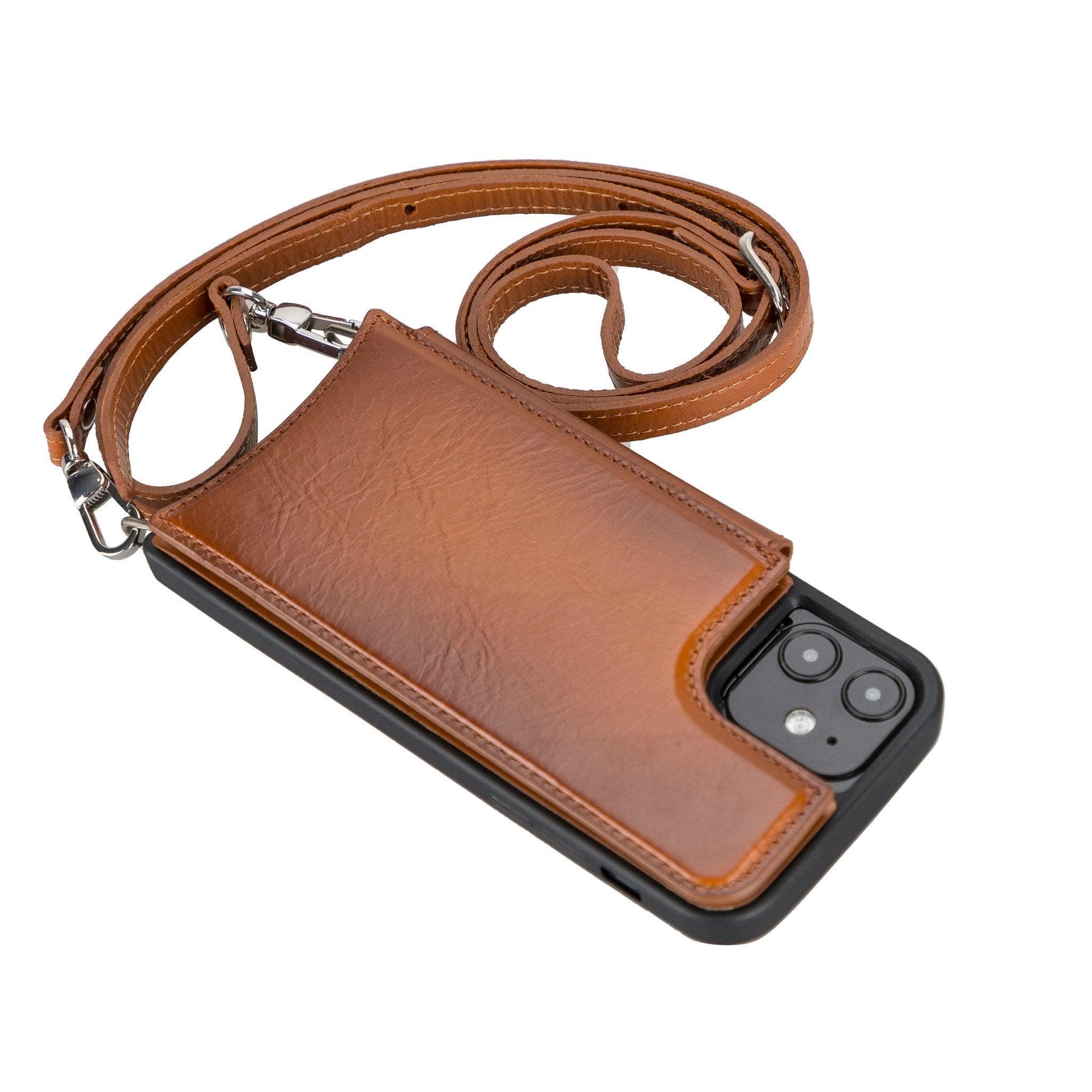 iPhone 12 / 12 Pro Leather Wallet Case with Shoulder Strap – Saff