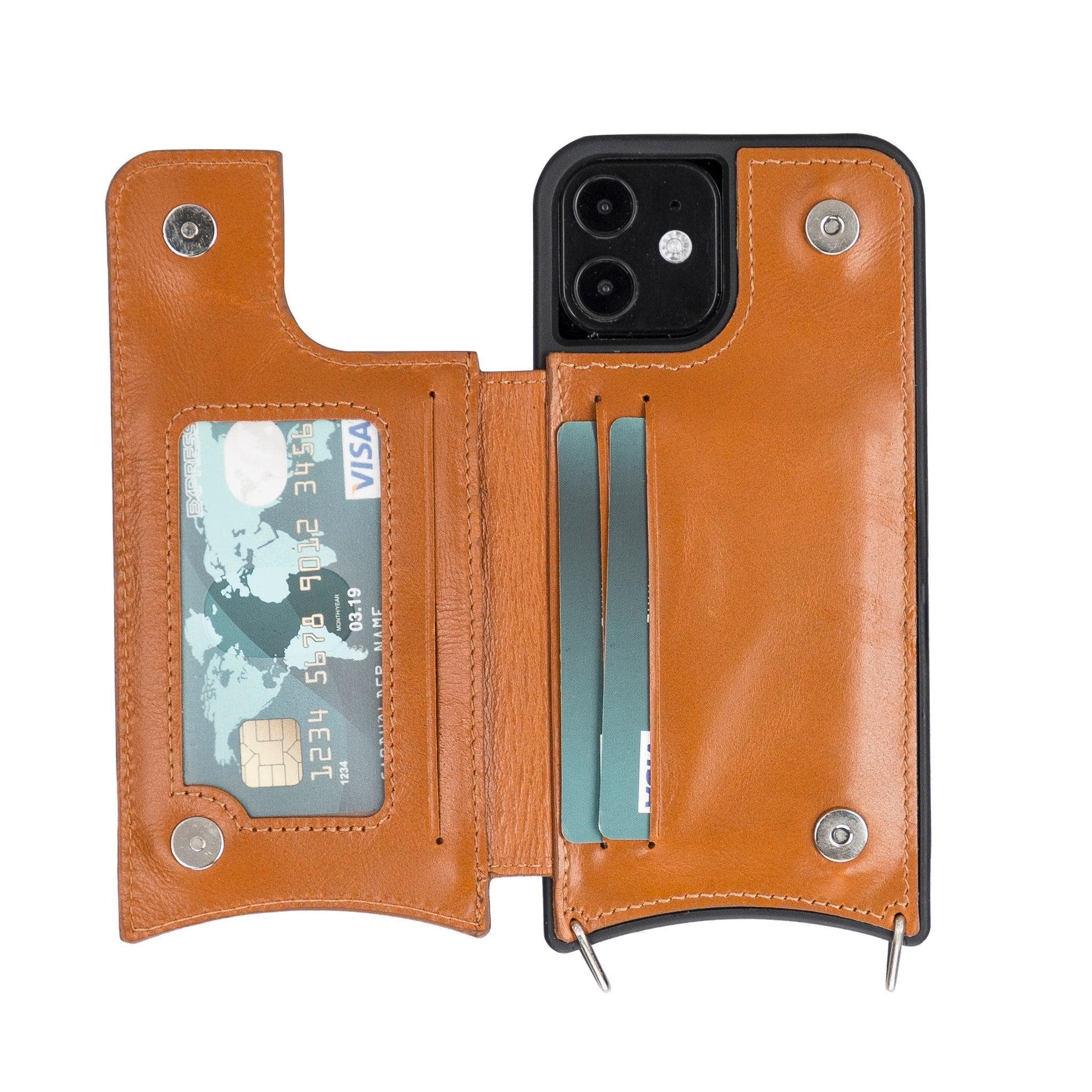 iPhone 12 / 12 Pro Leather Wallet Case with Shoulder Strap – Saff