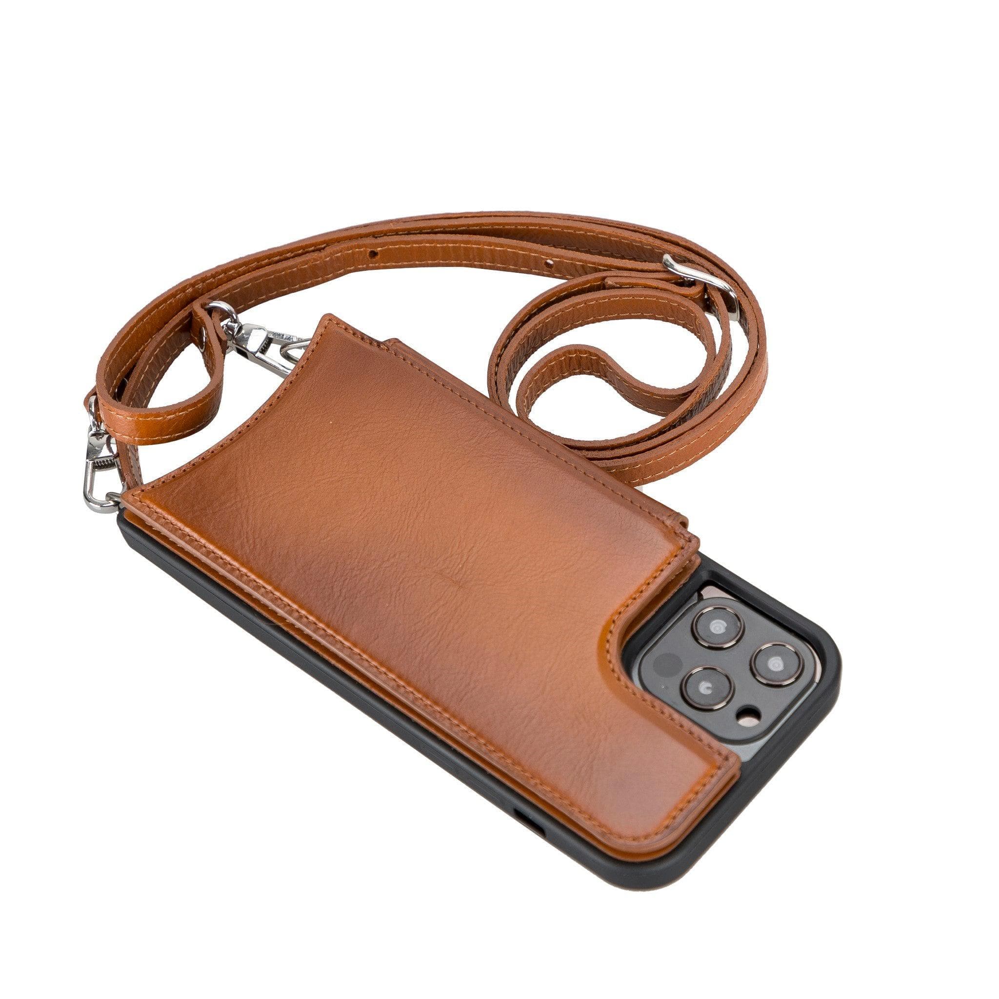 iPhone 12 / 12 Pro Leather Wallet Case with Shoulder Strap – Saff