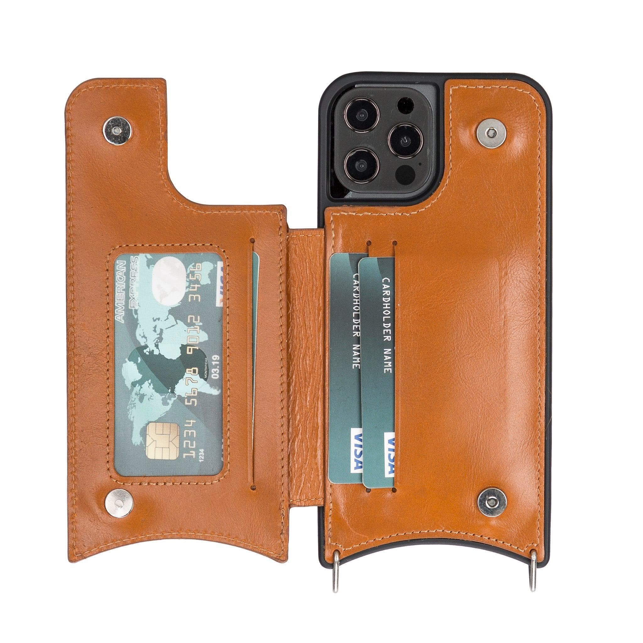 iPhone 12 / 12 Pro Leather Wallet Case with Shoulder Strap – Saff